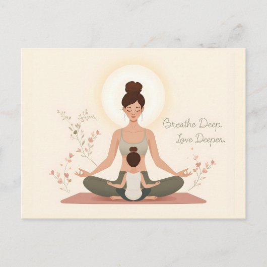 Moeder Kind Yoga Meditatie Kunst Briefkaart (Voorkant)