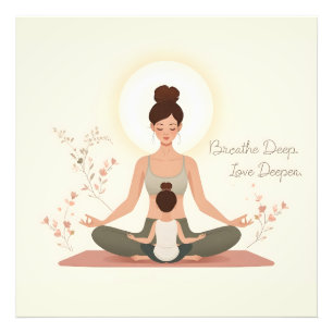Moeder Kind Yoga Meditatie Kunst Foto Afdruk