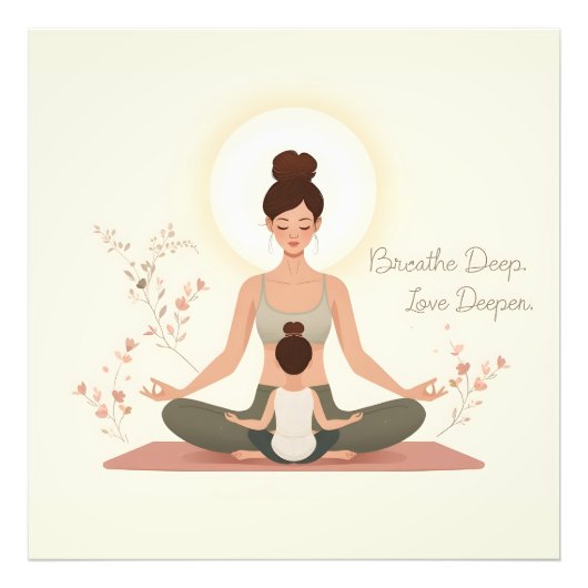 Moeder Kind Yoga Meditatie Kunst Foto Afdruk (Voorkant)