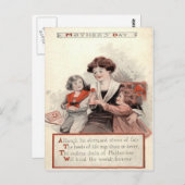 Moeder kinderen bloeien briefkaart (Voorkant / Achterkant)