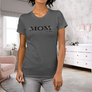 Moeder Kinderen Namen Gevestigd Jaar Zwart Familie T-shirt