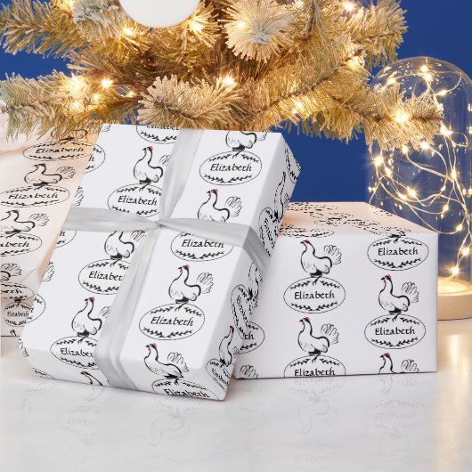 Moeder Kip Nesten op Monogram Ei Cadeaupapier (Feestdagen)
