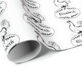 Moeder Kip Nesten op Monogram Ei Cadeaupapier (Rol Hoek)