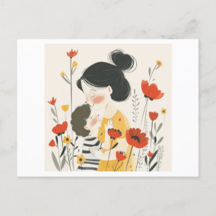 Moeder knuffelen haar zoon briefkaart