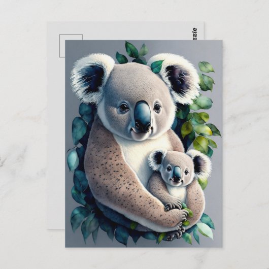 Moeder Koala Beer en een baby, waterverf Briefkaart (Voorkant / Achterkant)