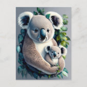 Moeder Koala Beer en een baby, waterverf Briefkaart (Voorkant)