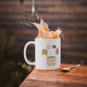 Moeder koffiepauze te midden van chaos koffiemok