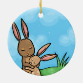 Moeder konijn en Baby Bunny hug Keramisch Ornament (Achterkant)