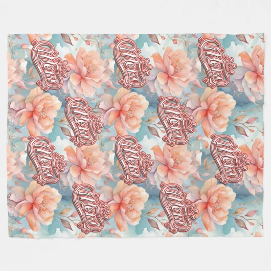 Moeder Koningin Floral Fleece Deken (Voorkant (Horizontaal))