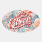 Moeder Koningin Floral Ovale Sticker (Voorkant)