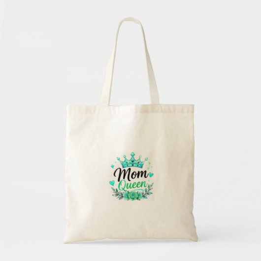 Moeder Koningin Teal Kroon Bloem Tote Bag (Voorkant)