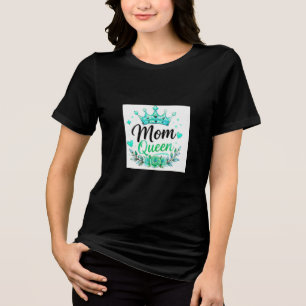 Moeder Koningin Teal Kroon Bloemig Tri-Blend Shirt