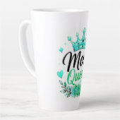 Moeder Koningin Teal Kroon Bloemstuk Latte Mok (Linkerhoek)