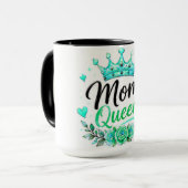 Moeder Koningin Teal Kroon Bloemstuk Mok (Voorkant links)