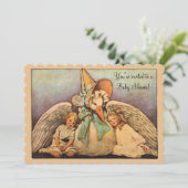 moeder krijgt Baby shower met tweeling kinderen Kaart (Staand voorkant)