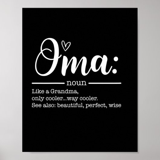 Moeder Kunst Cute Oma Definitie Verjaardag Poster (Voorkant)