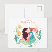 Moeder kust dochter tegen achtergrond van flow feestdagenkaart (Voorkant / Achterkant)