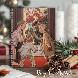 Moeder kust Kerstman Vintage Illustratie Notitieboek
