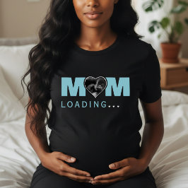 Moeder Laadt Foto Echografie Blauwe Baby Shower T-shirt
