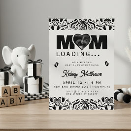 Moeder laadt ultrasone foto baby shower kaart