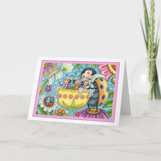 MOEDER LADYBUG EN KINDEREN, KNOP BUBBLE BATH Blank Kaart (Voorkant)