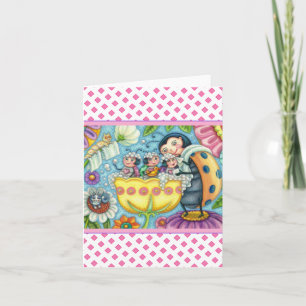 MOEDER LADYBUG EN KINDEREN, KNOP BUBBLE BATH Blank Kaart
