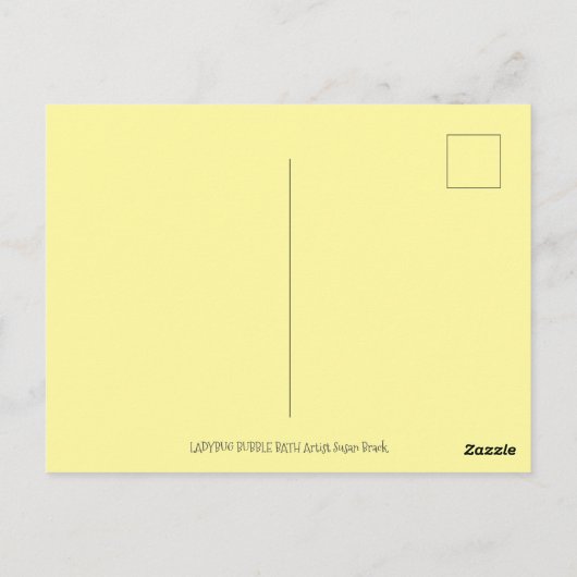 MOEDER LADYBUG EN KINDEREN, KNOP BUBBLE BATH BRIEFKAART (Achterkant)