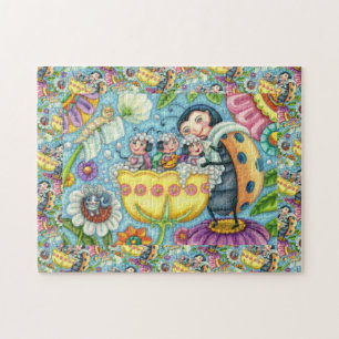 MOEDER LADYBUG EN KINDEREN, KNOP BUBBLE BATH LEGPUZZEL