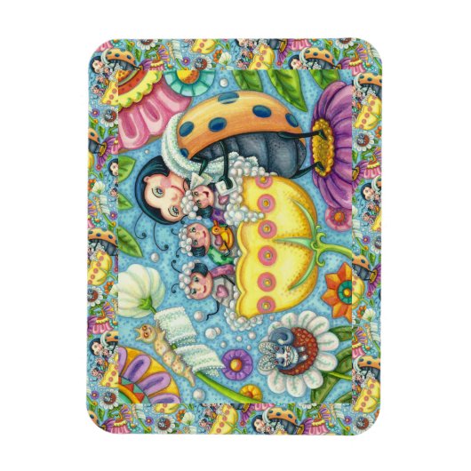 MOEDER LADYBUG EN KINDEREN, KNOP BUBBLE BATH MAGNEET (Verticaal)