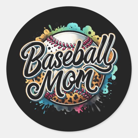 Moeder Leopard Spel Dag Moederdag Vrouwen Softbal Ronde Sticker (Voorkant)