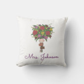 Moeder Leraar Kleine Handen Bloem Boeket Bloemen Kussen (Voorkant)