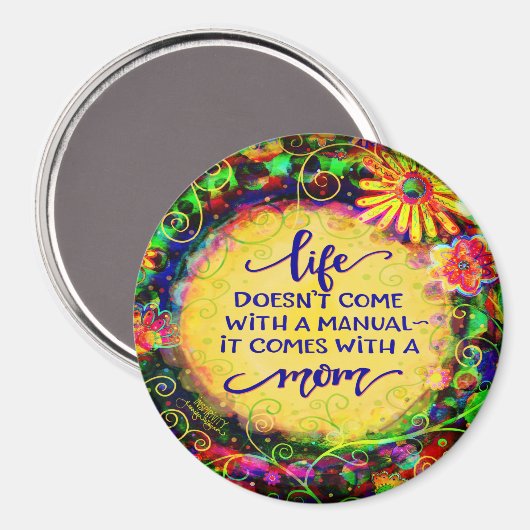 Moeder Leuk Handboek Quote  Floral Inspirivity Magneet (Voorkant / Achterkant)