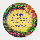 Moeder Leuk Handboek Quote  Floral Inspirivity Magneet (Voorkant)