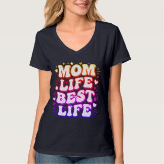 Moeder Leven Best Leven Retro Groovy Zonsondergang T-shirt