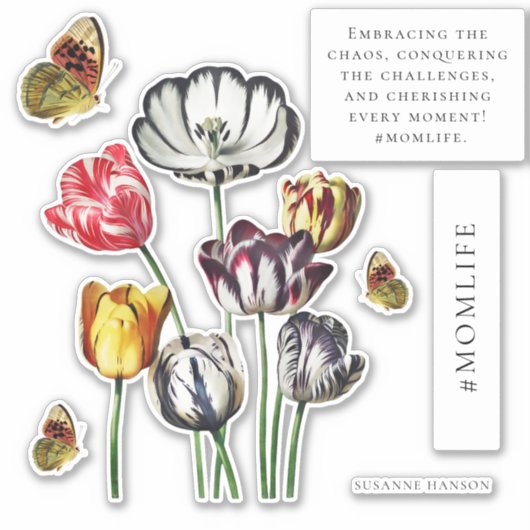 Moeder leven bloemenvlinder sticker (Voorkant)