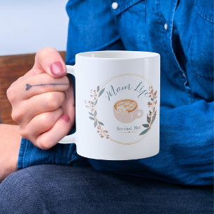 Moeder Leven Geserveerd Heet Gezellige Koffie Kat Koffiemok