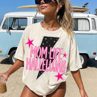 Moeder Leven Halleluja Heet Roze Zomer T-shirt