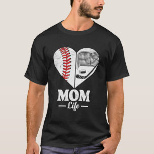 Moeder Leven Hart Grappig Honkbal Hockey Moeder Sc T-shirt