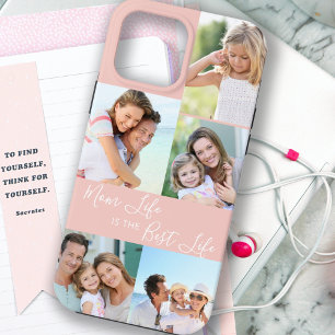 Moeder Leven is het Beste Leven 5 Foto Perzik Roze Case-Mate iPhone Case