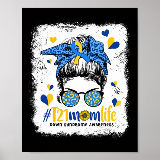 Moeder Leven Messy Bun Down Syndroom Bewustzijn Poster (Voorkant)