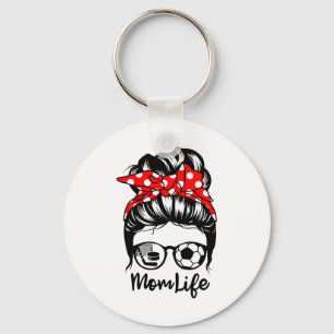 Moeder Leven Messy Bun Haar Grappig Voetbal Hockey Sleutelhanger