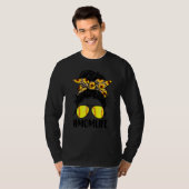 Moeder Leven Messy Bun Zonnebloem Softbal Moeder G T-shirt (Voorkant volledig)