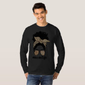 Moeder Leven Moeder Leven Leopard Messy Bun Zwart T-shirt (Voorkant volledig)