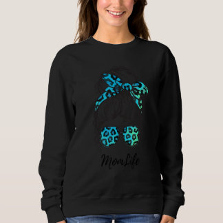 Moeder Leven Momlife Messy Bun Leopard Print Mam Trui