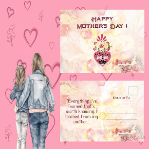 Moeder Liefde Hart Bloemen Moederdag Quote Feestdagenkaart