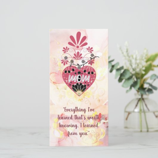 Moeder Liefde Hart Bloemen Motief Moederdag Quote Feestdagenkaart (Staand voorkant)