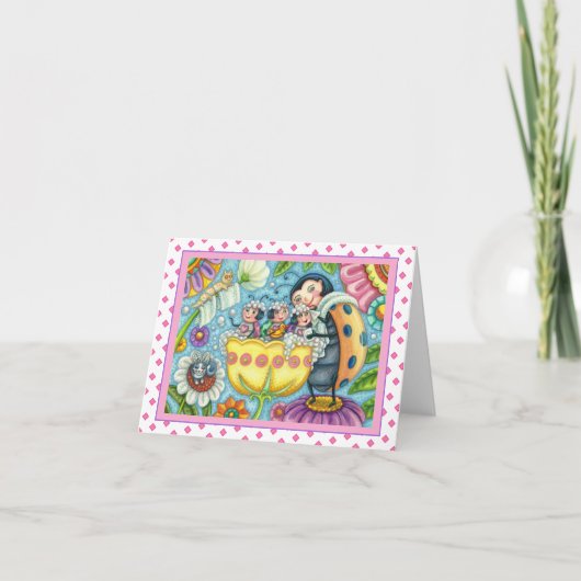 MOEDER LIEVENHEERSBEESJE & KINDEREN, TULP BUBBELBA KAART (Voorkant)