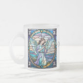 Moeder Lila en turquoise kerstengel | gevlekt Matglas Koffiemok (Links)