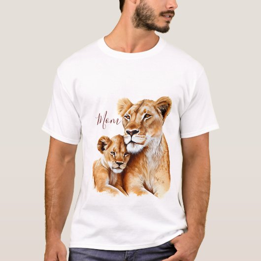 Moeder Lion en haar baby moederdag T-shirt (Voorkant)