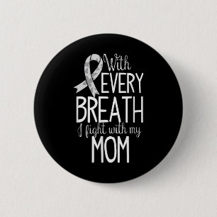 Moeder Lung Cancer Awareness T Shirt Vrouwen Manne Ronde Button 5,7 Cm
